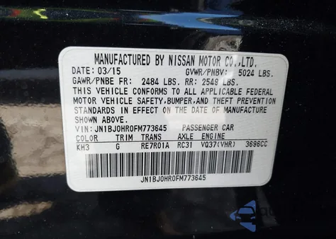 2015 Infiniti Qx50 Journey z USA, uszkodzony, nr VIN JN1BJ0HR0FM773645